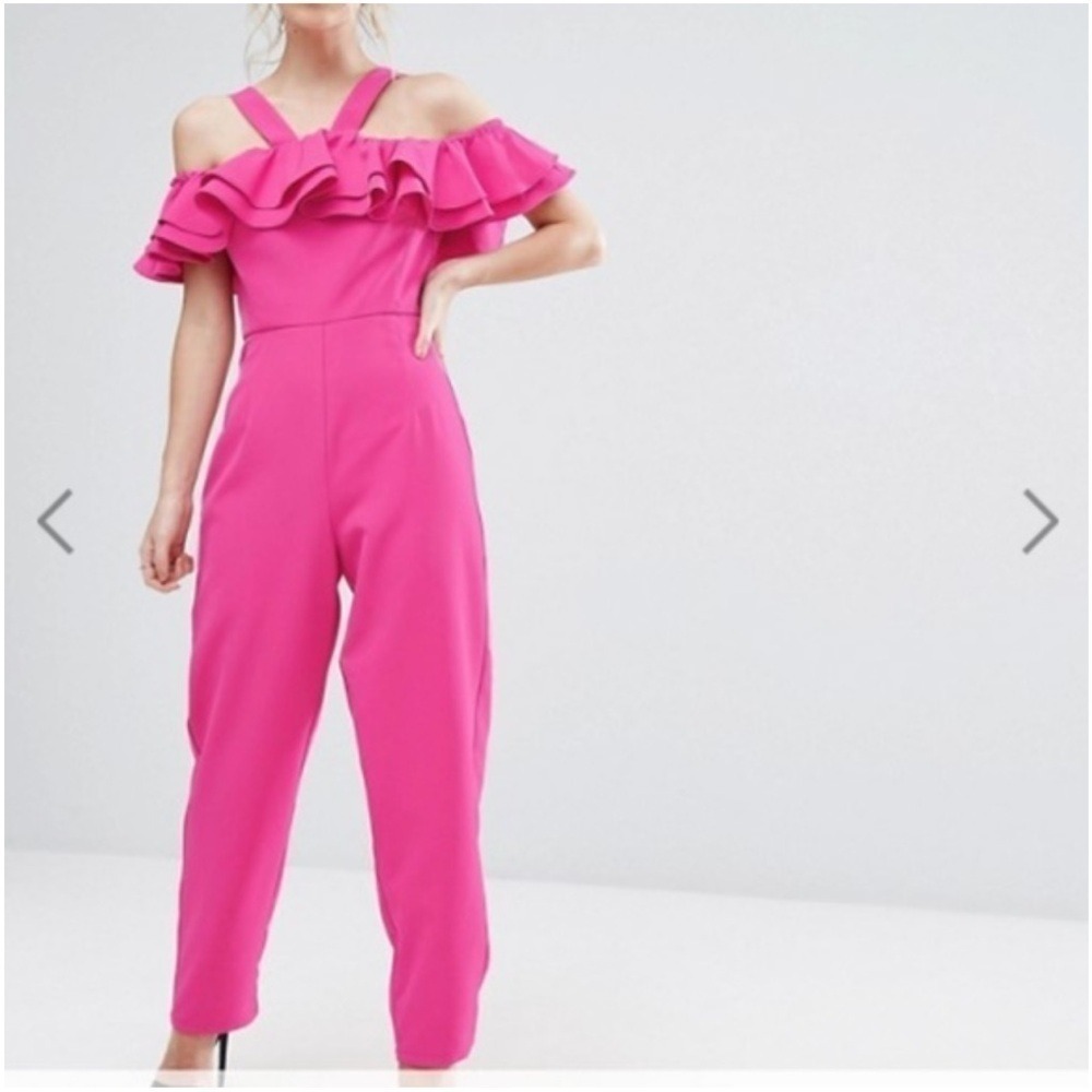 True Decadence petite‎ hot pink jumpsuit Barbiecore preppy girly bright bold